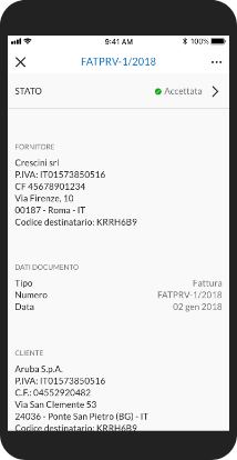 App Mobile: anteprima fattura inviata