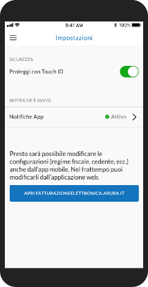 App Mobile: impostazioni app fatturazione