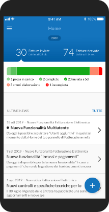 App Mobile: home page applicazione mobile fatturazione elettronica