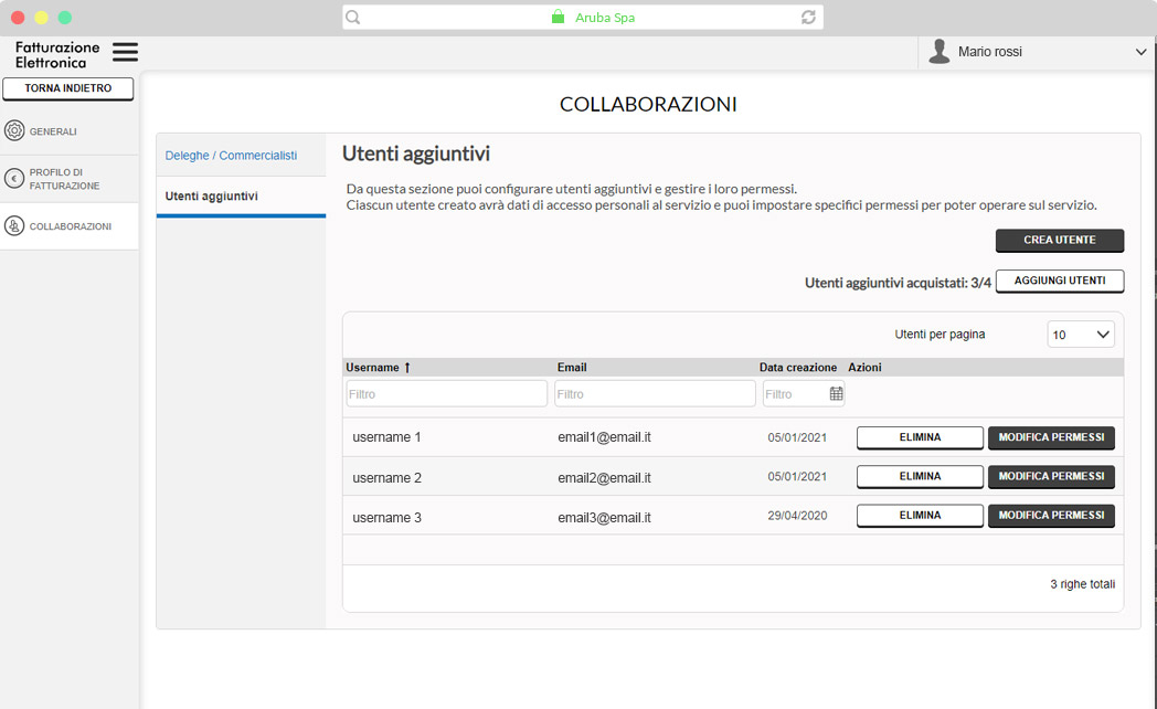 Fatturazione elettronica: utenti aggiuntivi